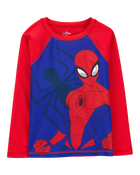 Boys Marvel&trade; Spider-Man Long-Sleeve Rashguard Swim Top - Red/Blue, image 1 of 2 slides