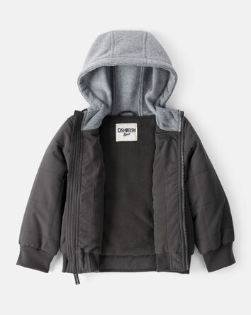 Toddler Boy Long-Sleeve Midweight Quilted Bomber Jacket - Black, 
