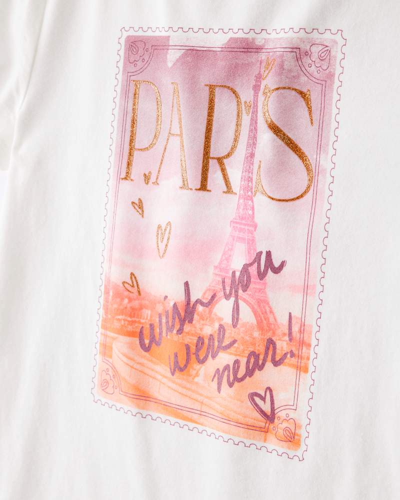 Kid Paris Short-Sleeve Graphic Tee - White, image 2 of 4 slides