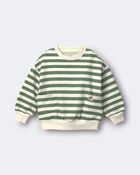 Toddler Otter Sweatshirt&trade; with Pockets in Stripes - Olive/Cream, image 2 of 5 slides