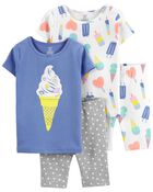 4-Piece Ice Cream 100% Snug Fit Cotton Pyjamas, image 1 of 3 slides