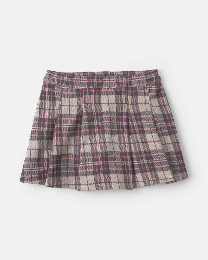 Toddler Girl 2-Piece 'Good Day' Plaid Fleece Sweatshirt & Skirt Set - Cream/Burgundy, image 2 of 5 slides
