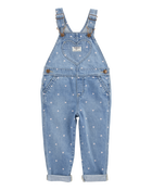 Tout-petit Salopette en denim tricot&eacute; &agrave; motifs de c&oelig;urs - Bleu, image 1 sur 3 diapositives