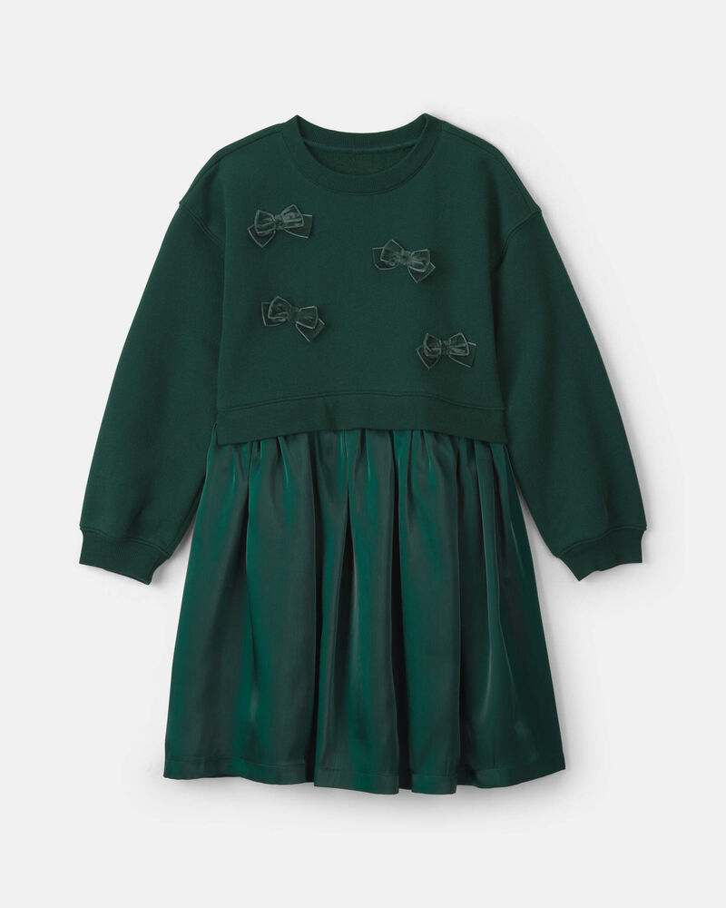 Filles - Robe superpos&eacute;e en molleton &agrave; motif boucle &ndash; Vert, image 1 sur 3 diapositives