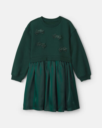 Filles - Robe superpos&eacute;e en molleton &agrave; motif boucle &ndash; Vert, 