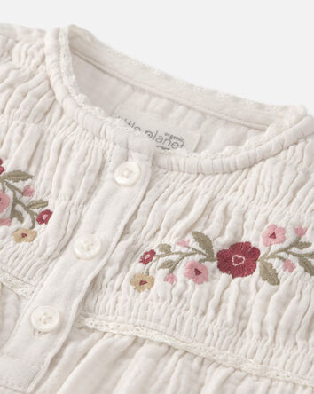 Toddler Girl Organic Cotton Embroidered Gauze Top, 