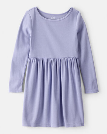 Filles - Robe à manches longues en coton - Bleu, 