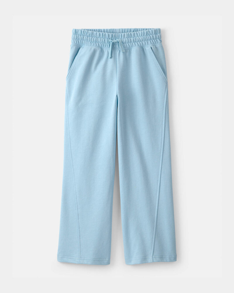 Filles - Pantalon &agrave; jambe large en jersey bouclette - Bleu, image 1 sur 3 diapositives
