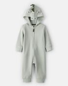 Baby Boy Alligator Thermal Long-Sleeve Hooded Jumpsuit - Green, image 1 of 4 slides
