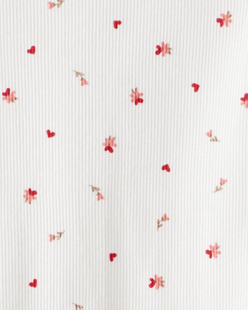 Toddler Girl Floral Print Ruffle Long-Sleeve Top - White, image 2 of 3 slides