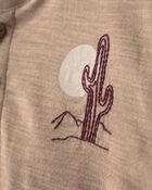Toddler Boy 2-Piece Desert Cactus Henley Top & Short Set - Brown, image 2 of 5 slides