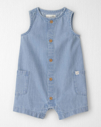Baby Chambray Sleeveless Romper - Blue, 