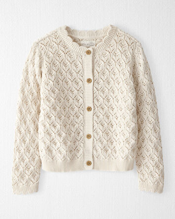 Toddler Girl Organic Cotton Pointelle Sweater Knit Cardigan, 