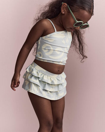 Tout-petit fille - Ensemble tankini &agrave; une &eacute;paule avec fronces, tropical - Sauge, 