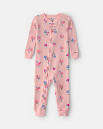 B&eacute;b&eacute; fille - Pyjama ajust&eacute; 1 pi&egrave;ce isotherme &agrave; motif floral &ndash; Rose, 