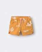 Toddler Girl Dolphin Hem Short in Plant Print - Mustard Yellow, image 2 of 6 slides
