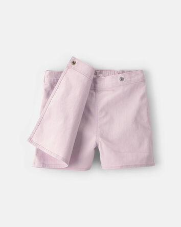 Filles - Jupe-short portefeuille en serg&eacute;- Mauve, 