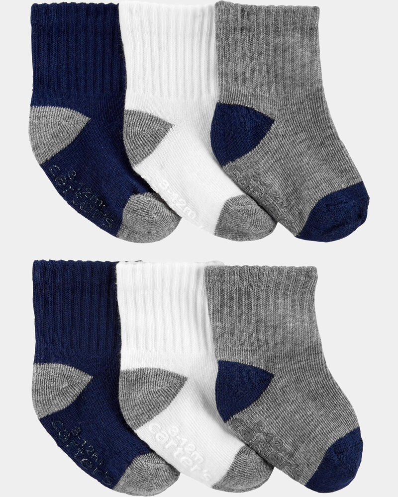 Baby Boy 6-Pack Crew Socks, image 1 of 2 slides