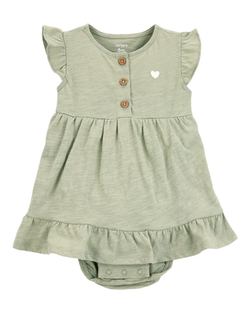 Baby Heart Bodysuit Dress - Green, 