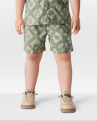 Toddler Tile Print Drawstring Shorts - Green, image 2 of 6 slides
