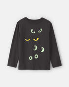 Jeune - T-shirt manches longues &agrave; imprim&eacute; de yeux d&rsquo;Halloween &ndash; Noir, image 1 sur 2 diapositives