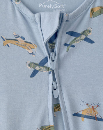 Baby Boy Plane 2-Way Zip PurelySoft Sleeper - Blue, 