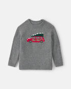 Tout-petit gar&ccedil;on - Chandail de No&euml;l &agrave; motif de voiture - Gris, image 1 sur 2 diapositives
