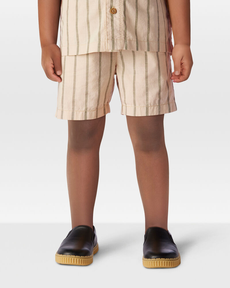 Toddler Striped Drawstring Shorts - Khaki, image 2 of 7 slides
