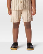 Toddler Striped Drawstring Shorts - Khaki, image 2 of 7 slides