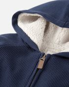 Toddler Boy Waffle Knit Hooded Jacket Made with Organic Cotton, image 3 of 4 slides