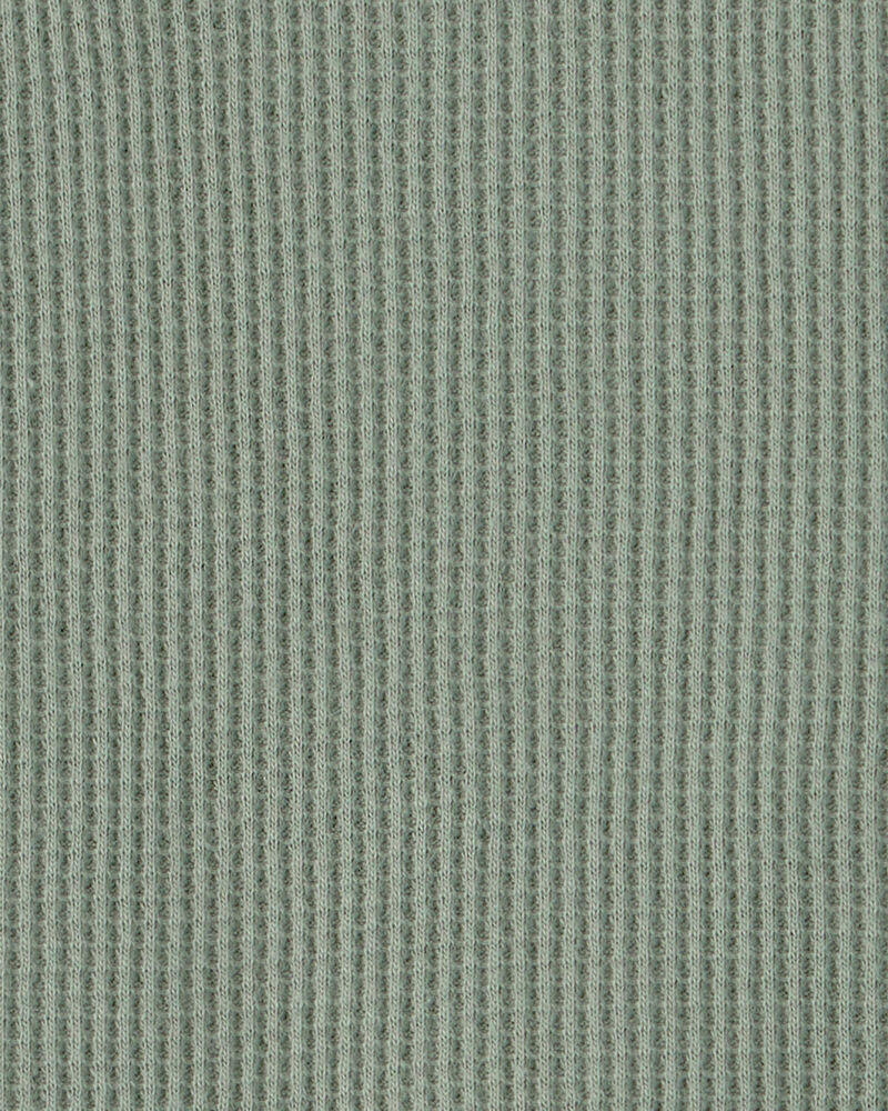 Baby Boy Solid Thermal Sleeveless Romper - Green, image 3 of 4 slides