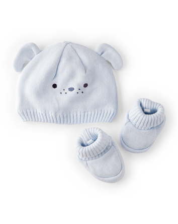 Baby 2-Piece Puppy Crochet Booties & Hat, 
