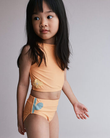 Toddler Girl Floral Tankini Set - Light Orange, 