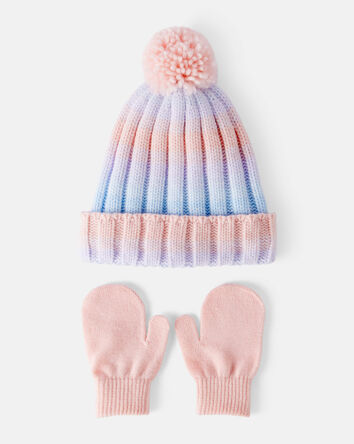 Bébé fille - Ensemble bonnet et mitaines Ombre Pom Winter - Rose, 