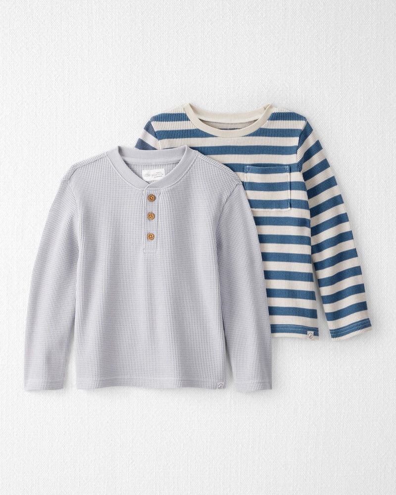 Toddler 2-Pack Waffle Knit Long-Sleeve Tees Made with Organic Cotton, image 1 of 6 slides