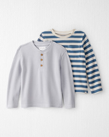 Toddler 2-Pack Waffle Knit Long-Sleeve Tees Made with Organic Cotton, 