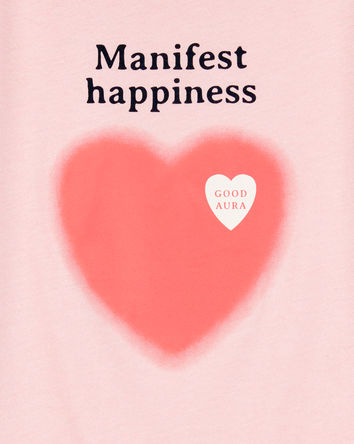 Kid Manifest Happiness Short-Sleeve Graphic Tee - Pink, 