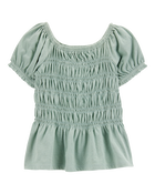 Enfant en bas âge Haut à smocks à manches courtes - Vert, image 1 sur 3 diapositives