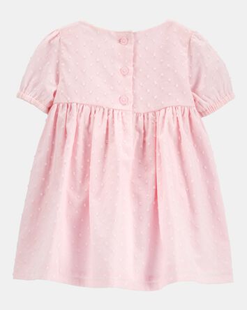 Baby Textured Babydoll Dress- Pink, 
