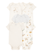 Baby 5-Pack Striped Birds Short-Sleeve Cotton Bodysuits, image 1 of 7 slides