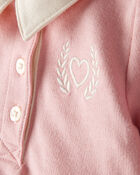 Baby Girl Polo Collared Cotton Dress - Pink, image 5 of 6 slides