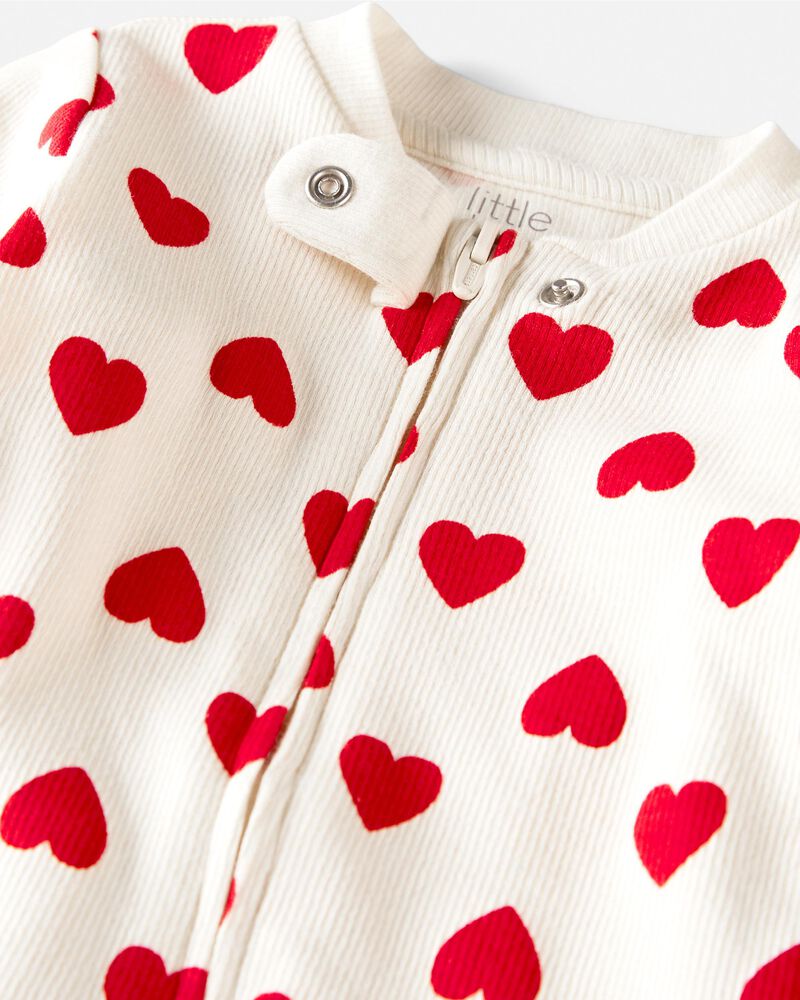 Organic Cotton Heart Print Sleeper Pyjamas, image 2 of 4 slides