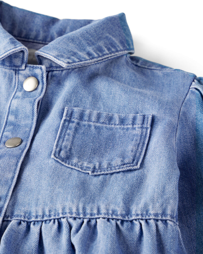 Kid Organic Cotton Chambray Dress, image 3 of 6 slides