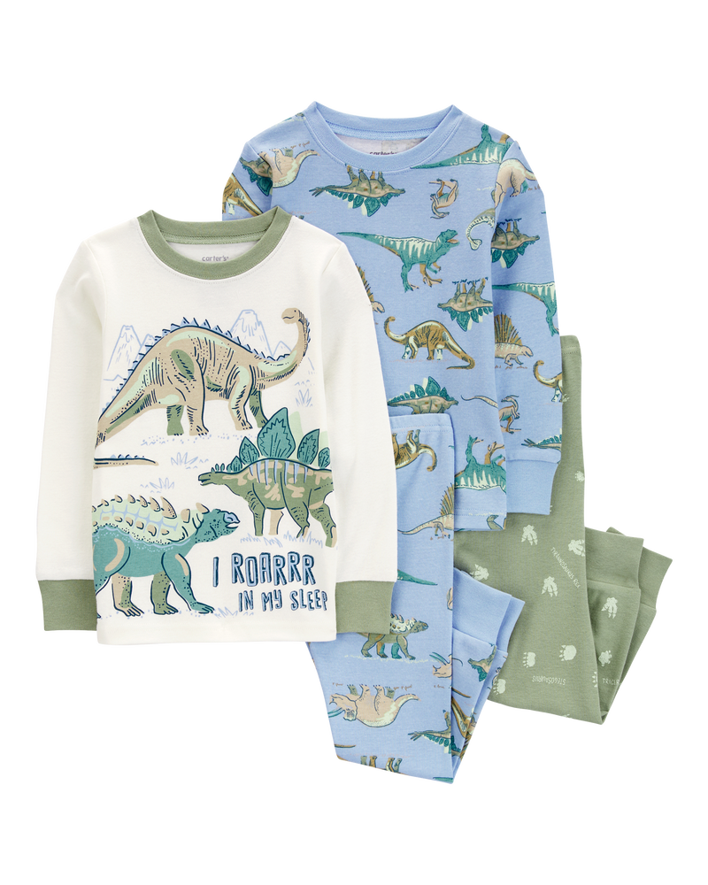 Baby 4-Piece Dinosaur 100% Snug Fit Cotton Pyjamas, image 1 of 3 slides