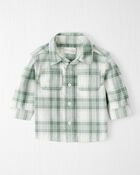 Baby Organic Cotton Herringbone Button-Front Shirt in Plaid, image 1 of 5 slides