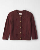 Toddler Girl Organic Cotton Sweater Knit Embroidered Cardigan, image 1 of 3 slides