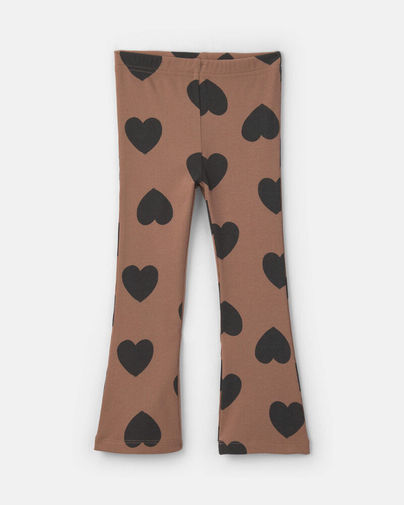 Toute-petit fille - Ensemble 2 pi&egrave;ces haut manches longues et pantalon &agrave; motif c&oelig;ur &ndash; Brun, image 2 sur 3 diapositives