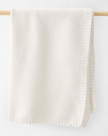Baby Organic Cotton Textured Knit Blanket in Cream, 