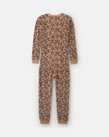 Girls 1-Piece Leopard DreamPlush Snug Fit Pyjama - Brown, 