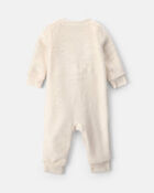 Baby Girl Bear Velvety Long-Sleeve Jumpsuit - Cream, image 2 of 4 slides